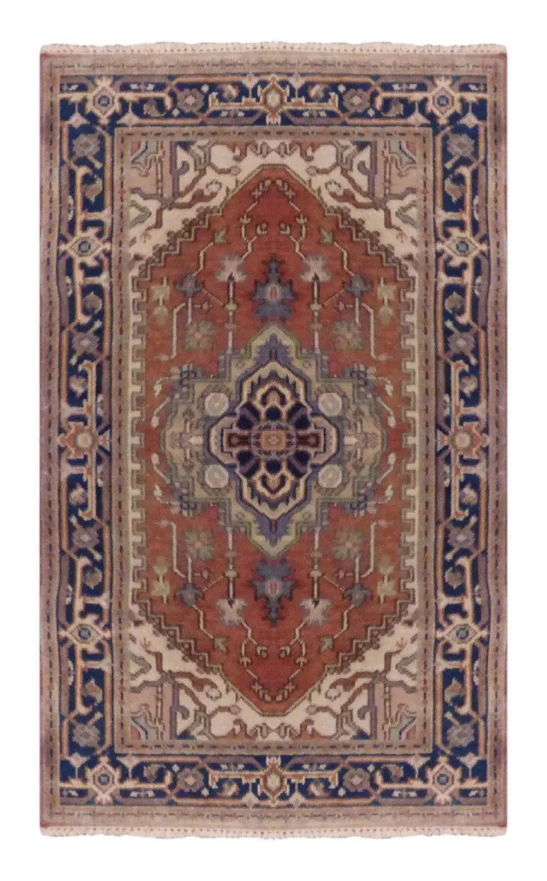 One Of The Kind Indian Hand-Knotted Rug 5' X 3'